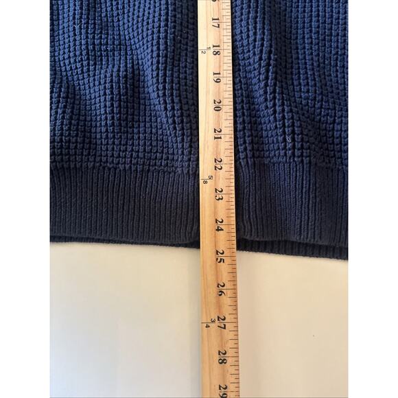 LL Bean Men's‎ Waffle Knit Full Zip Organic Cotton Sz XL Grandpa Navy Blue - Picture 9 of 13